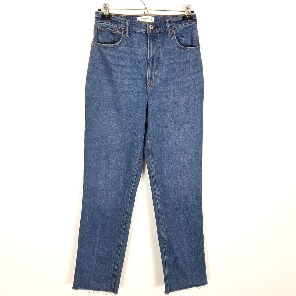 Abercrombie & Fitch Women 90" Straight Ultra High‎ Rise Jeans Sz 28 Blue Denim